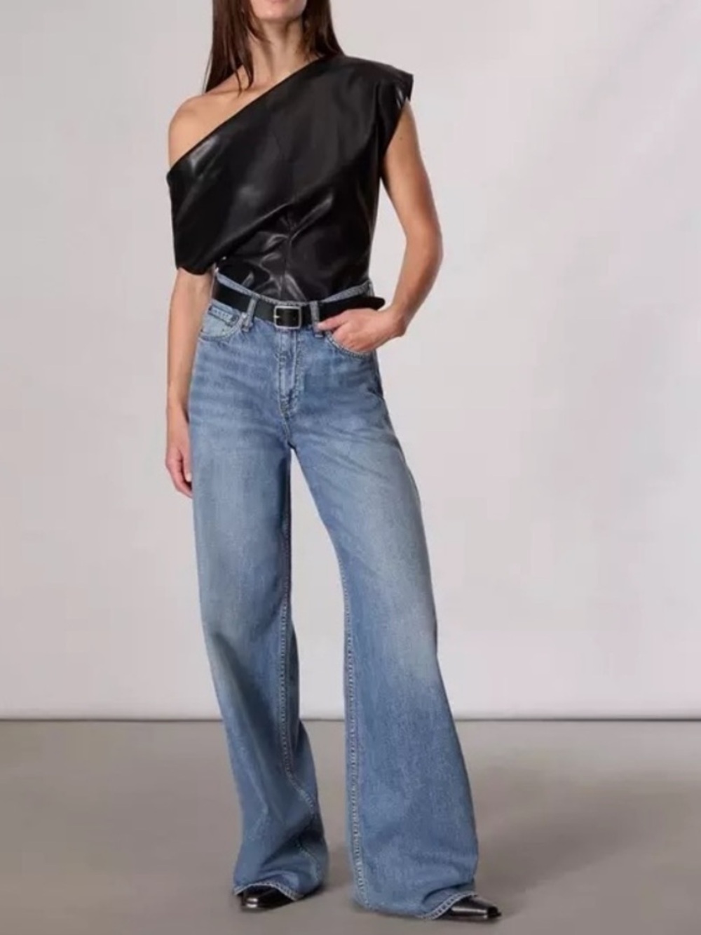 Rag & Bone Sofia Beverly Featherweight Wide Leg Jeans 25